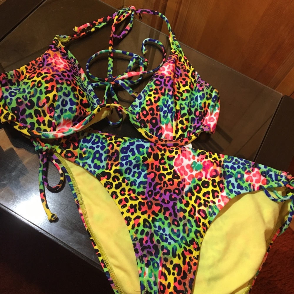 Aero multi colored animal print bikini
